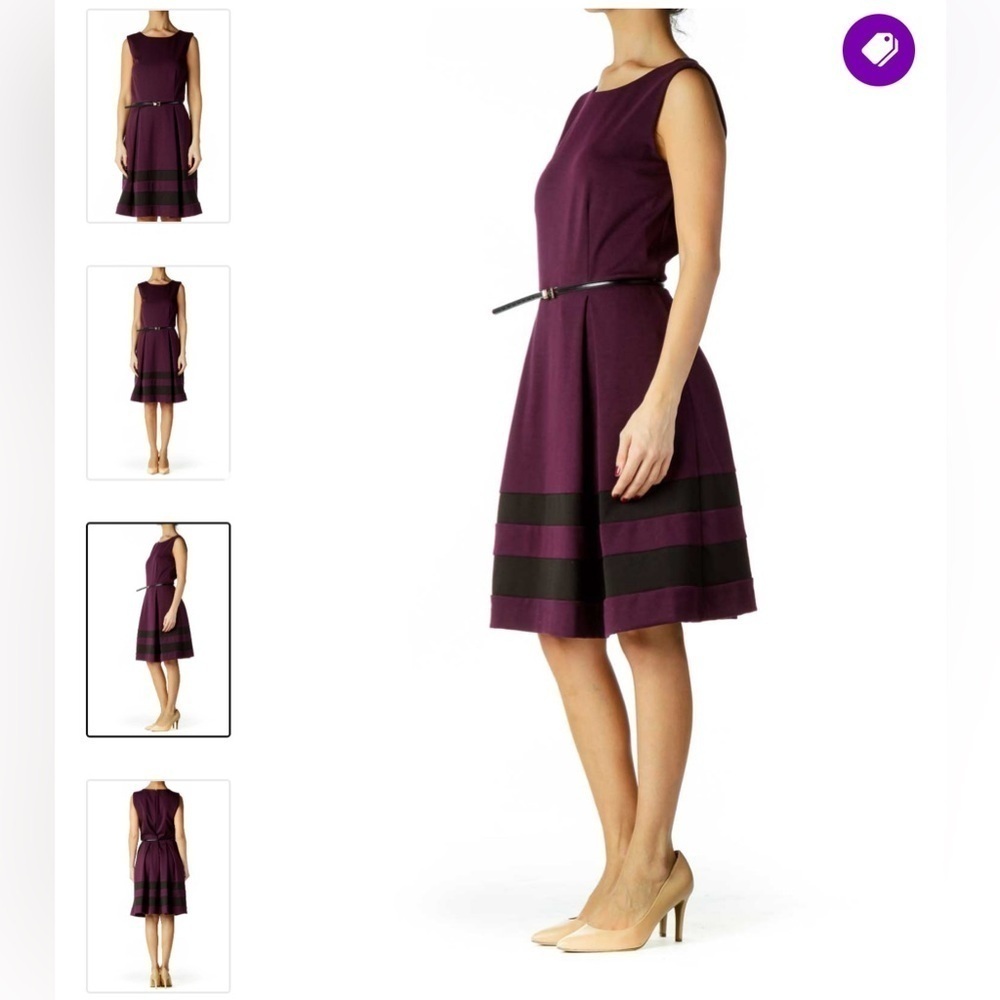 Calvin Klein Purple Black Belted Dress (NO BELT) - Picture 3 of 10